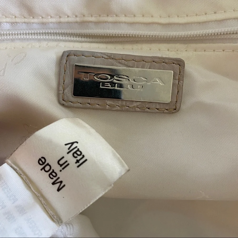 Tosca blu beige leather front pocket nylon backpack